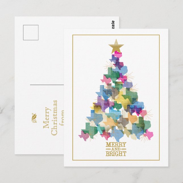 Postal Árbol de Navidad Rústico de Texas (Anverso / Reverso)