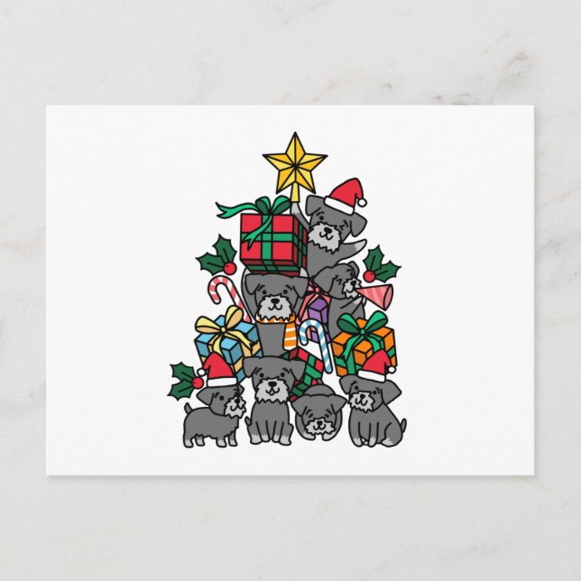 Postal Árbol de Navidad Schnauzer (Anverso)