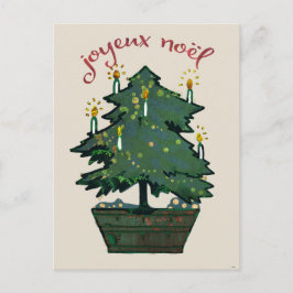 Postal Árbol de Navidad Vintage retrabajado Joyeux Noel