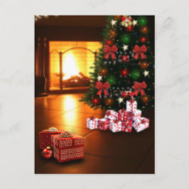 Postal Árbol de Navidad y chimenea