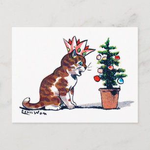 Postal Árbol de Navidad y gatitos, Louis Wain