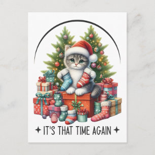 Postal Árbol de Navidad y Gato 2025 
