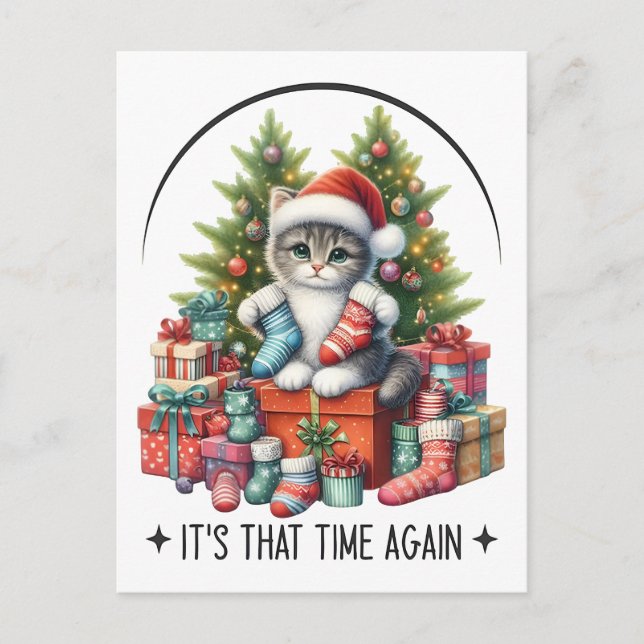 Postal Árbol de Navidad y Gato 2025  (Anverso)