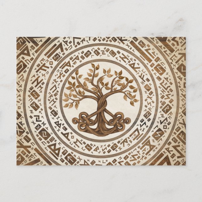 Postal Árbol de nudo celta de la vida - Yggdrasil (Anverso)