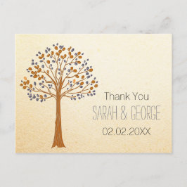Postal árbol de otoño, boda de otoño rústica gracias