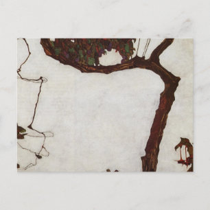 Postal Árbol de otoño con fucsias