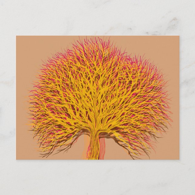 Postal Árbol de otoño de verano (Anverso)