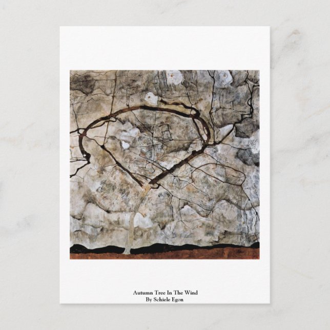 Postal Árbol De Otoño En El Viento Por Schiele Egon (Anverso)