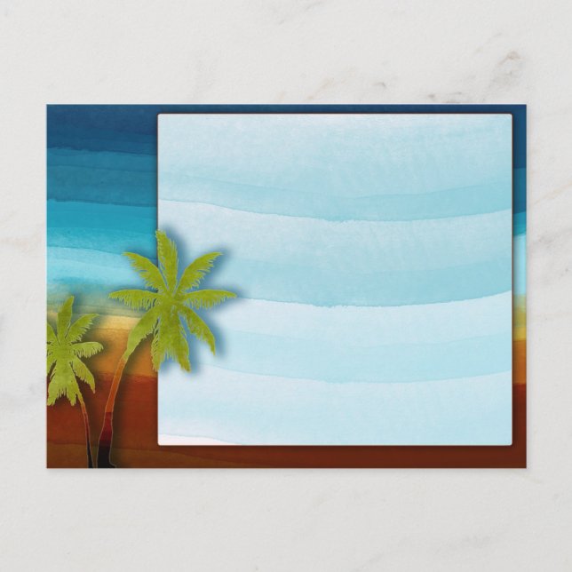 Postal Árbol de palmas / boda de temas de playa / evento (Anverso)
