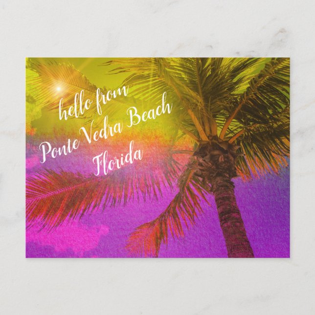 Postal Árbol de palmas de Ponte Vedra Beach Florida (Anverso)