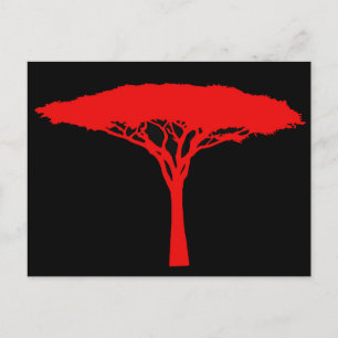 Postal Árbol de paraguas rojo