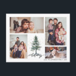 Postal Árbol de pino de invierno 4 Collage de fotos Felic<br><div class="desc">Diseño minimalista y elegante impreso en Moderno Collage de fotos de Navidad de Árbol de Pino de Invierno Cuatro Fotos Felices Fiestas Tarjeta postal que se puede personalizar con tu texto. Por favor, haz clic en el botón "Personalízalo" y utiliza nuestra herramienta de diseño para modificar esta plantilla. ¡Consulta la...</div>