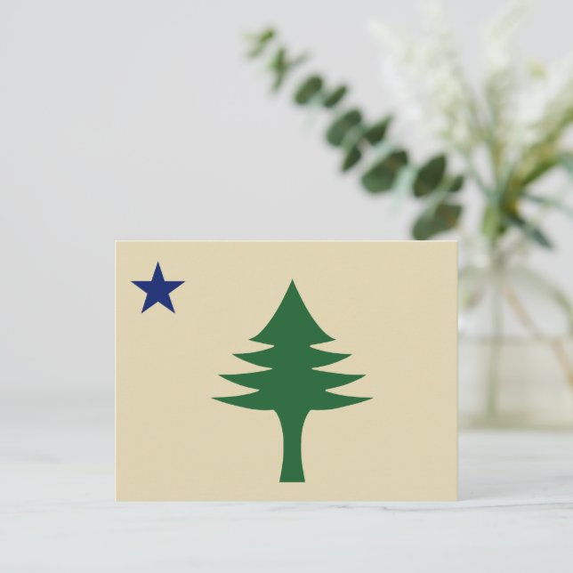 Postal Árbol de pino y bandera de la estrella 1901 del es (Anverso de pie)