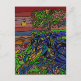 Postal Árbol de raven