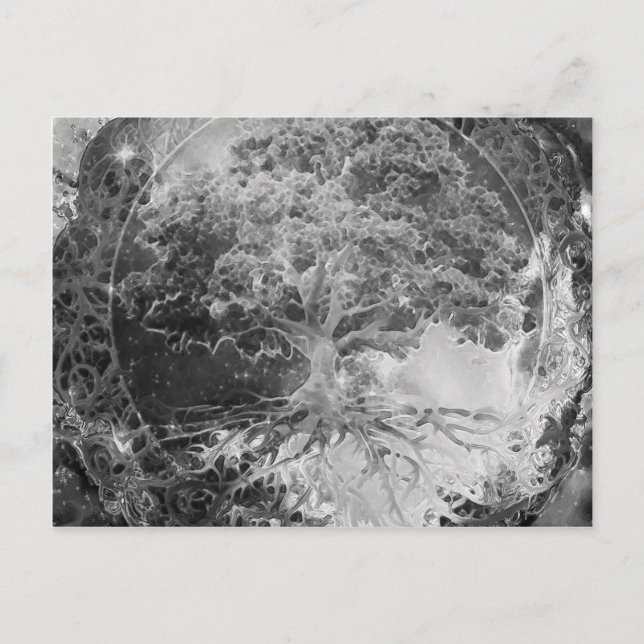 Postal Árbol de salud en blanco y negro (Anverso)