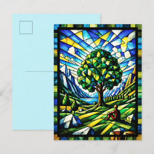 Postal Árbol de Serenidad en Vidrio Pintado