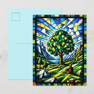 Postal Árbol de Serenidad en Vidrio Pintado
