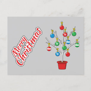 Postal Árbol de sucursal desnudo de los navidades - Feliz