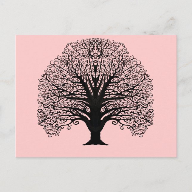Postal Árbol de Swirl Negro (Anverso)
