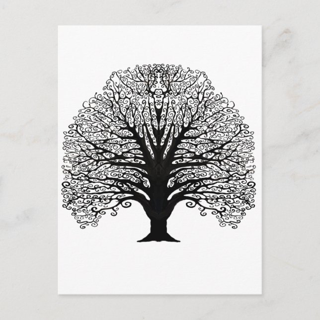 Postal Árbol de Swirl Negro (Anverso)