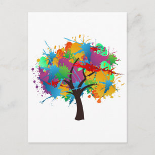 Postal árbol de tiempo de verano de salpicadura