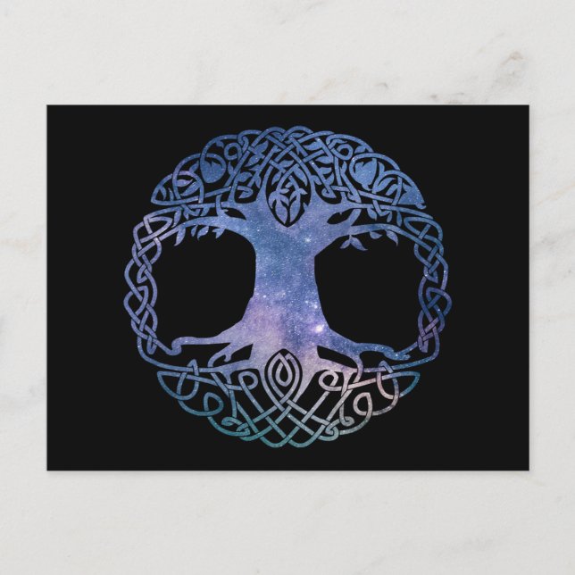 Postal Árbol de vida celta de la galaxia del espacio ultr (Anverso)