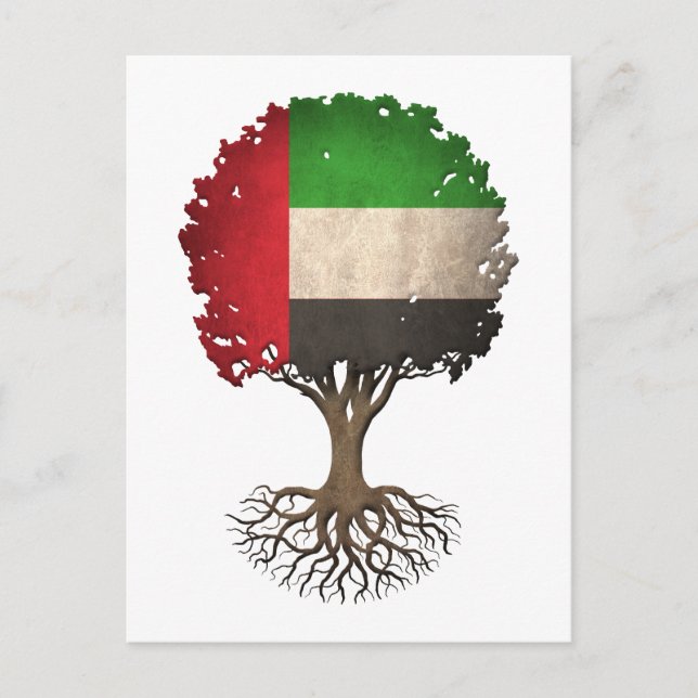 Postal Árbol de vida de bandera de los Emiratos Árabes Un (Anverso)