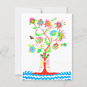 Postal Árbol de vida. Flora y fauna