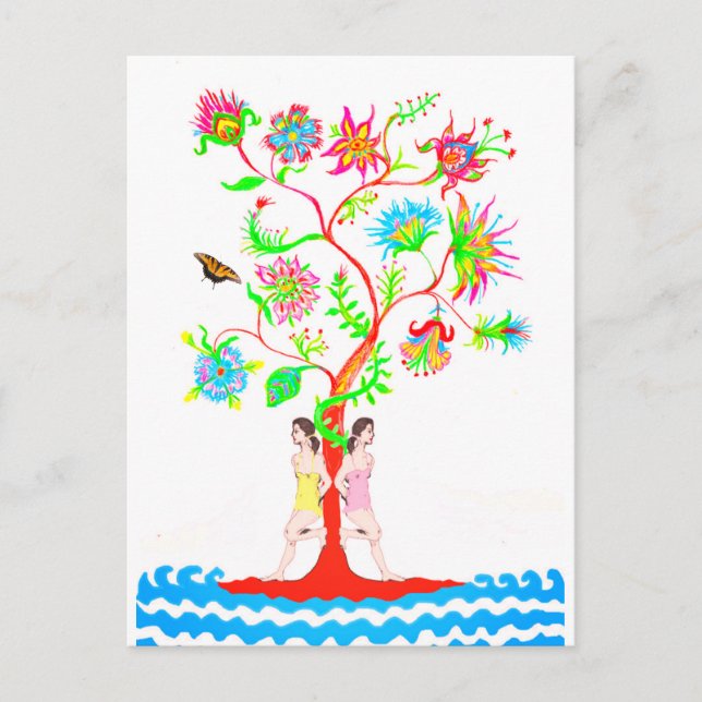 Postal Árbol de vida. Flora y fauna (Anverso)
