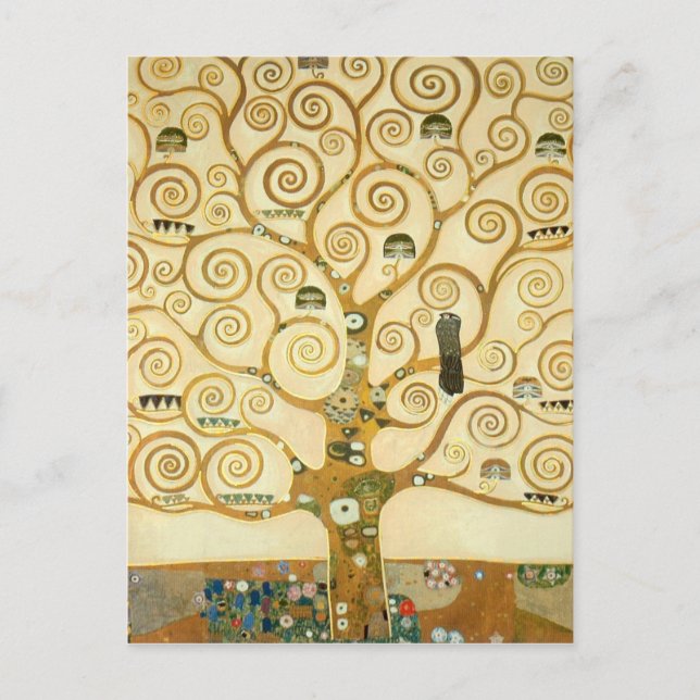Postal Árbol de vida por Gustav Klimt (Anverso)