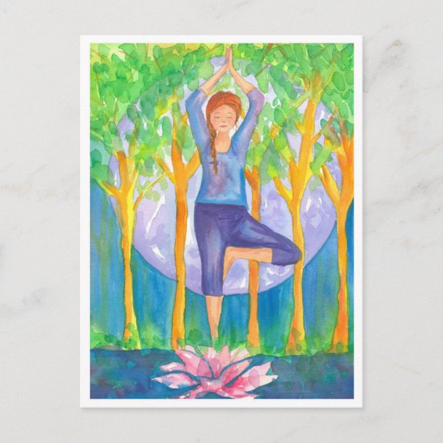 Postal Árbol de yoga Pose Lotus Flower (Anverso)