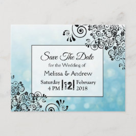 Postal Árbol decorativo azul y negro que salva las fechas