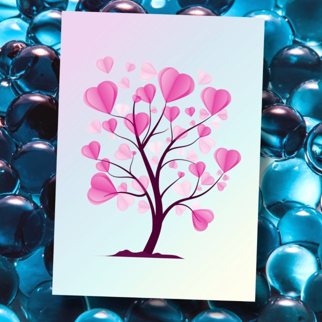 Postal Árbol del Amor Árbol de Corazones Acuarela Pastel  (Subido por el creador)