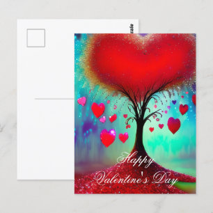 Postal Árbol del amor de San Valentín