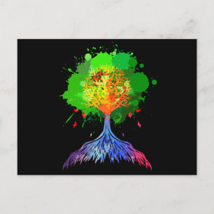 Postal Árbol del arco iris de la vida