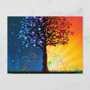 Postal Árbol del día y de la noche
