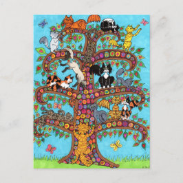 Postal Árbol del gato de la vida 2