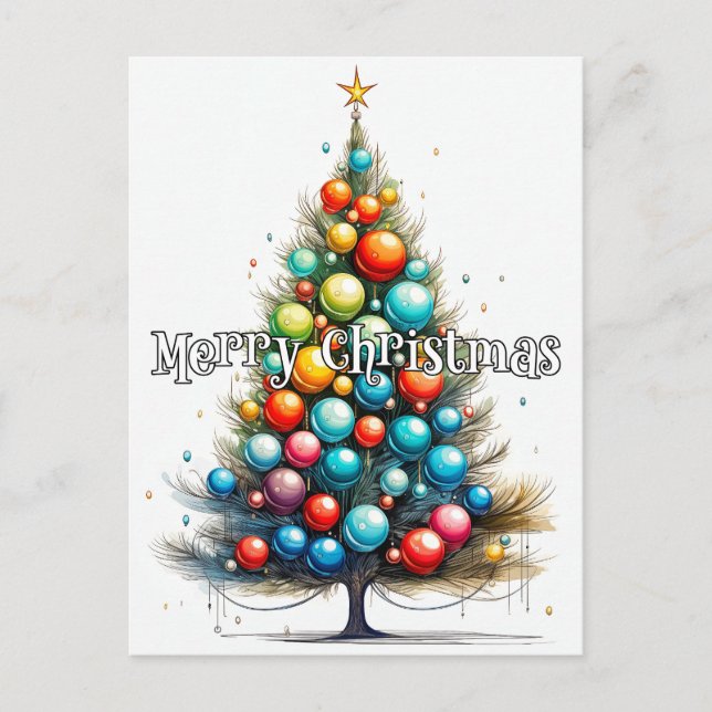 Postal Árbol Feliz de Navidad | Felices Fiestas (Anverso)