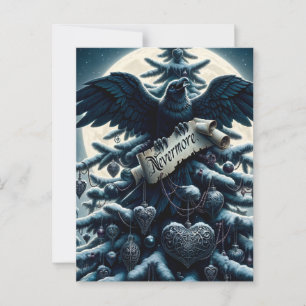 Postal Árbol gótico de Navidad Nevermore Raven