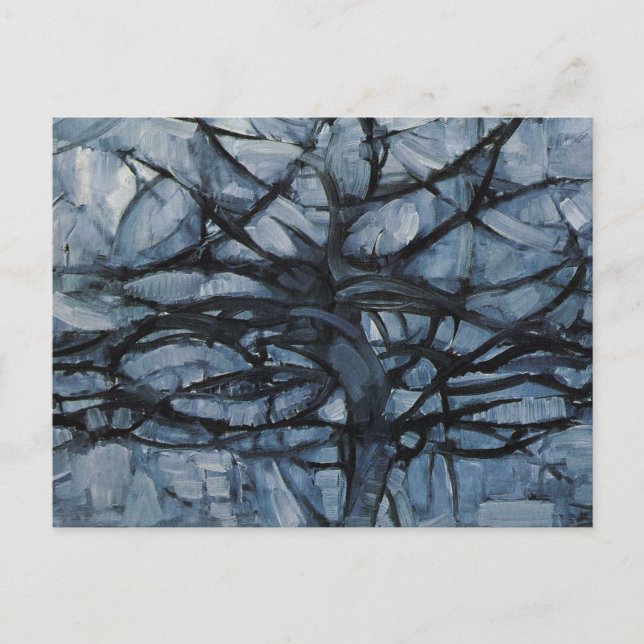 Postal Árbol Gris Por Piet Mondrian (Anverso)