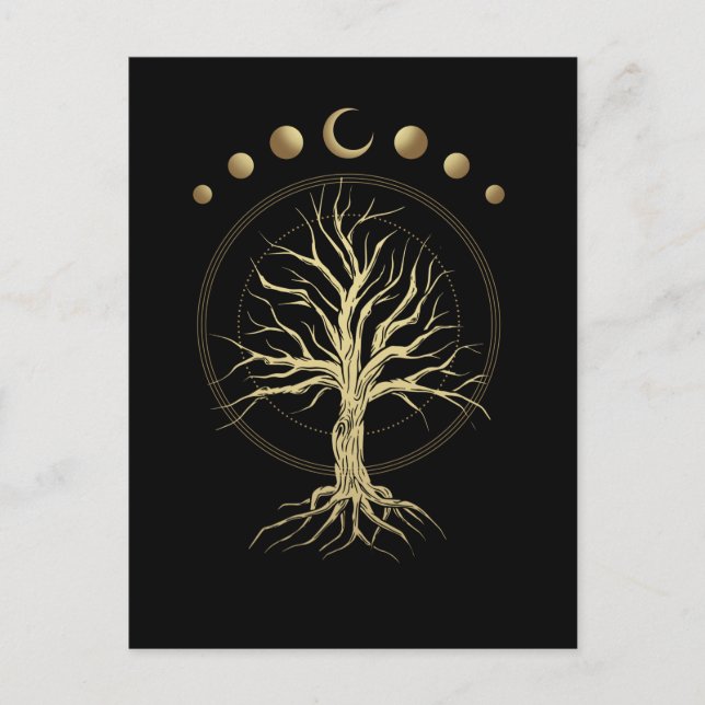 Postal Árbol Lunar Espiritual Astronomía Creciente (Anverso)