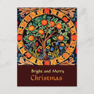 Postal ÁRBOL naranja CON HOJAS VERDES, FLORES