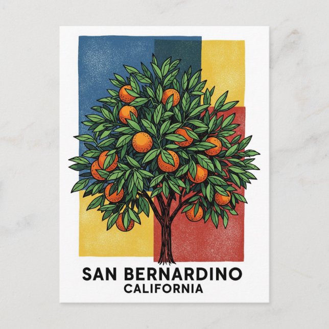 Postal Árbol Naranja San Bernardino de California (Anverso)