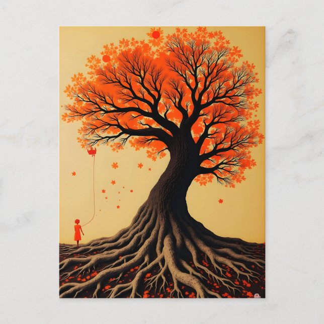 Postal Árbol Naranja surrealista (Anverso)