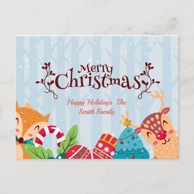 Postal Árbol navideño festivo (Anverso)