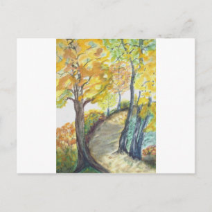 Postal Árbol otoñal deja el destino de pintura artística
