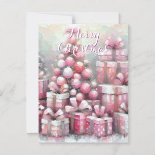 Postal Árbol rosa y presenta Navidades personalizados