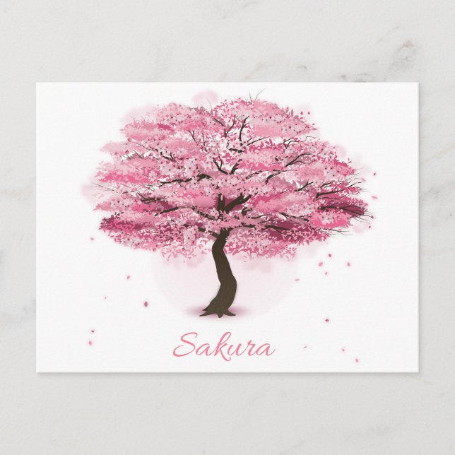Postal Árbol Sakura en flor (Anverso)