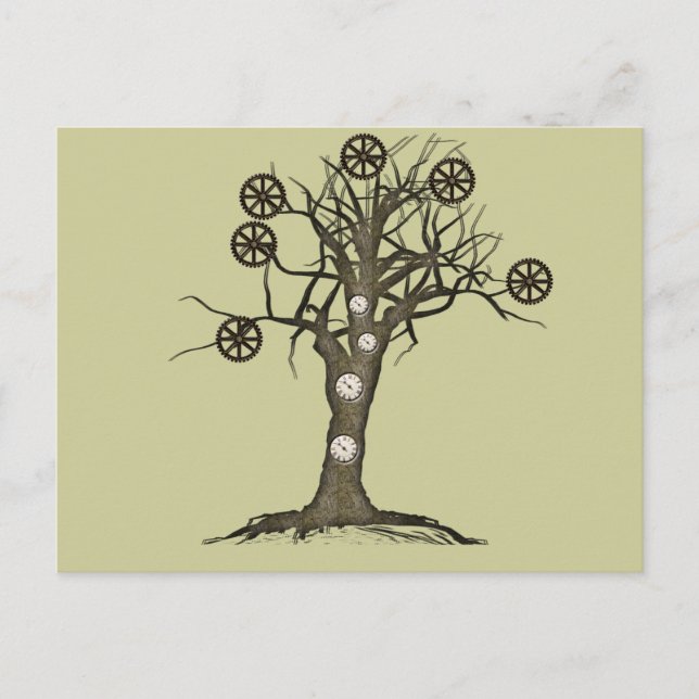 Postal árbol steampunk (Anverso)