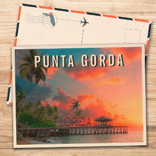 Postal Árbol tropical de palmeras de Punta Gorda Florida 